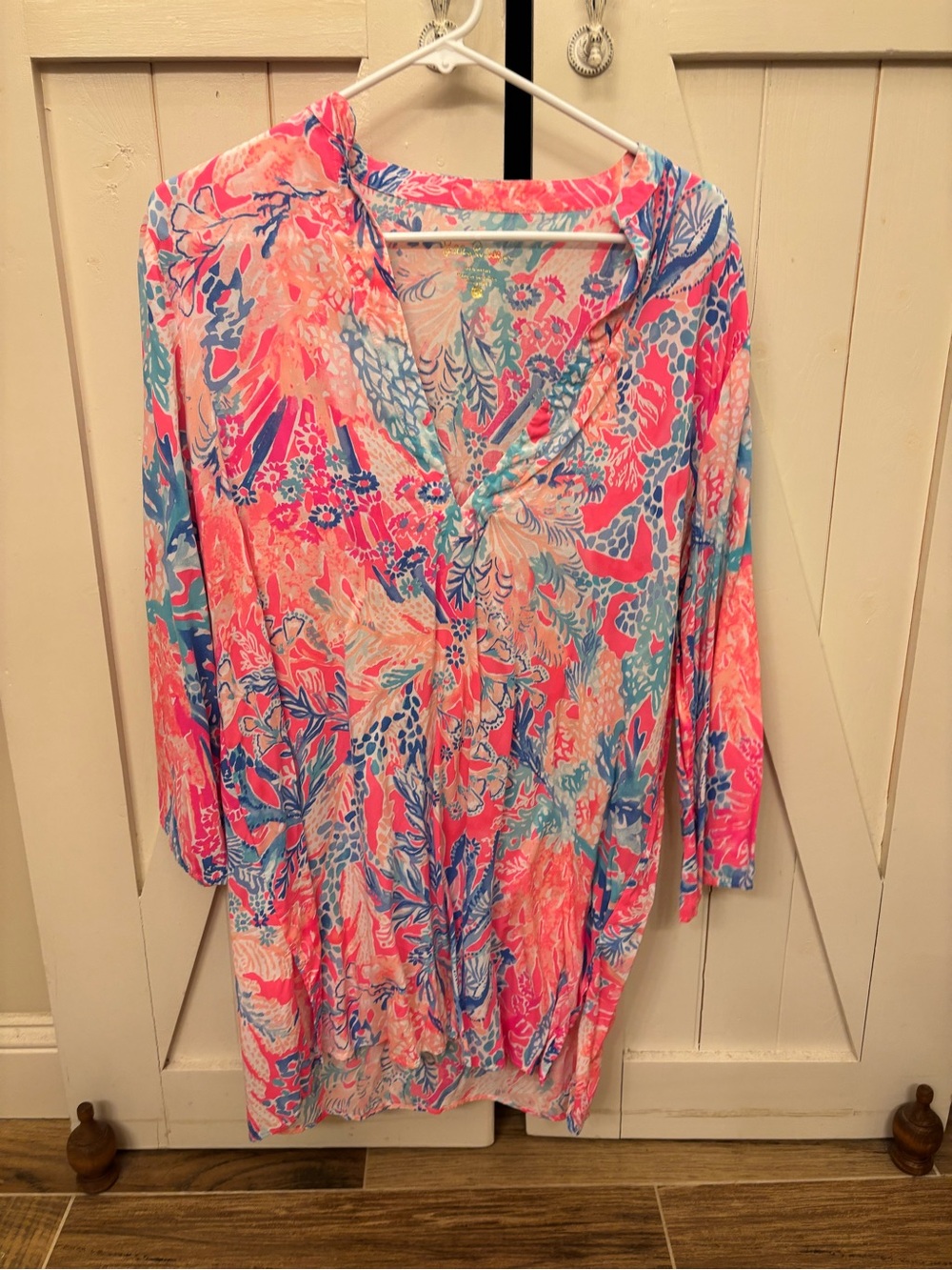 Lilly Pulitzer Pink Blue Coral Floral Swim Coverup Tunic